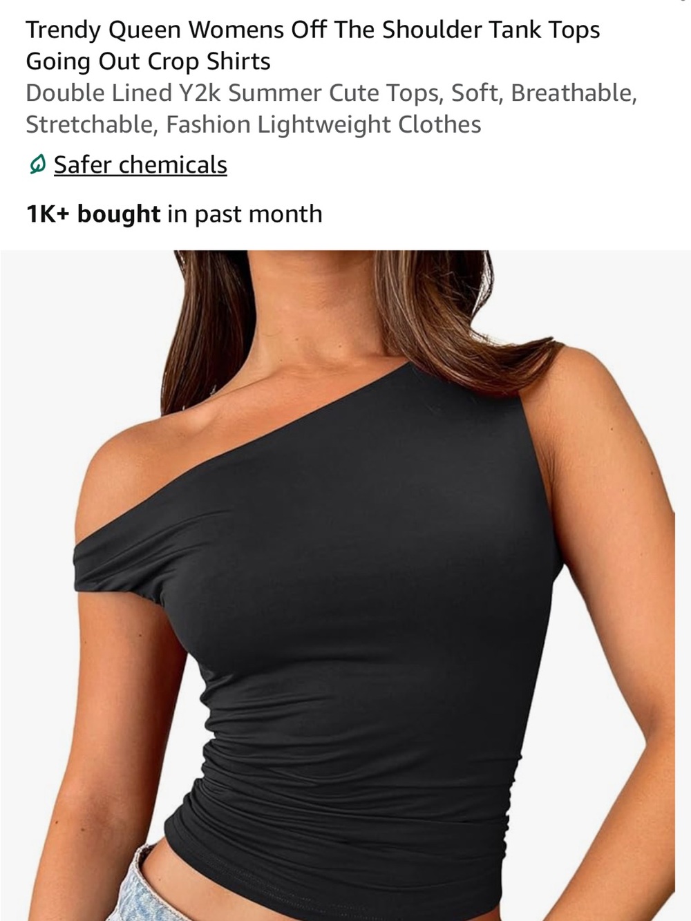 Amazon Women’s Black One-Shoulder Tank Top